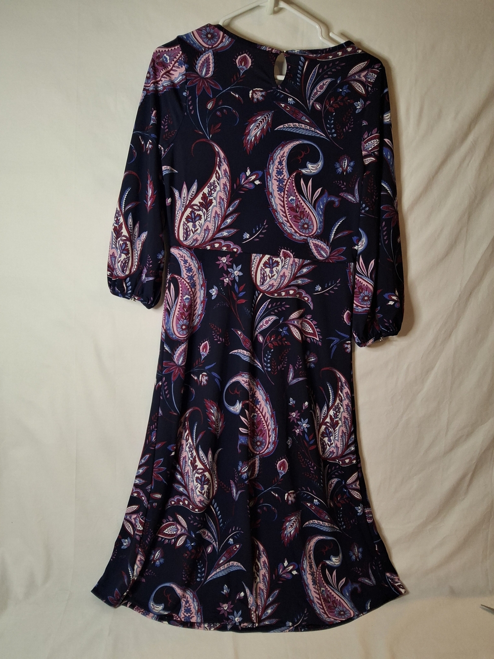 Talbots Navy Paisley Midi Dress with Pink & Blue‎ Accents - Picture 4 of 5